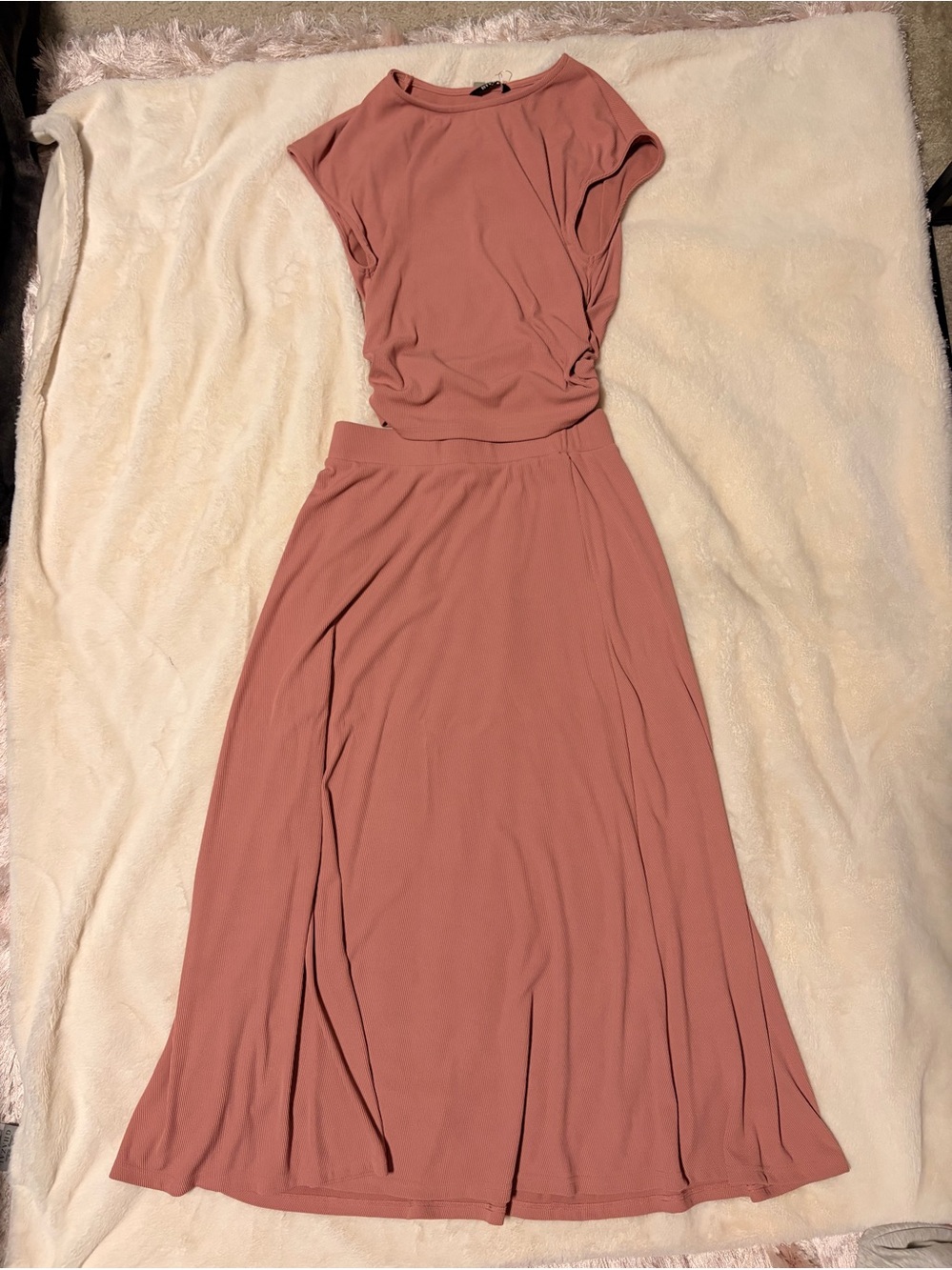 Women's Dusty Rose Short-Sleeve Maxi Dress